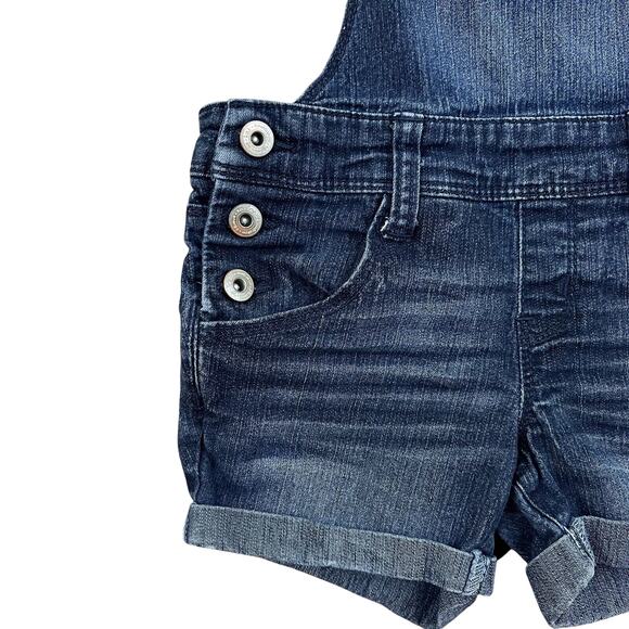 LEI Girls Stars & Stripes Denim Shortalls Overalls XS 4-5 Blue Shorts USA - Picture 10 of 14